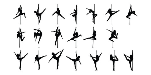 Fototapeta premium Pole dance icon. set of pole dancer icon.