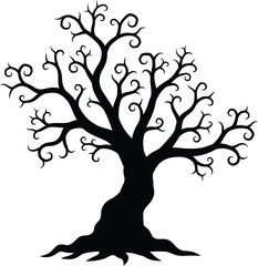 Obraz premium Spooky black silhouette of a gnarled ancient tree