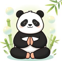Obraz premium Cute Panda Sitting with Bamboo