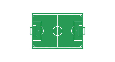 Aerial view of a green soccer field with white markings a flat silhouette © MdShifulIslam