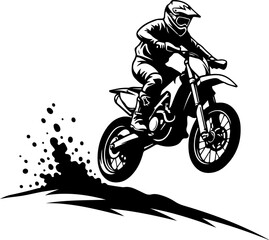 Motocross Rider Jumping Dirt Bike Over Hill Energetic