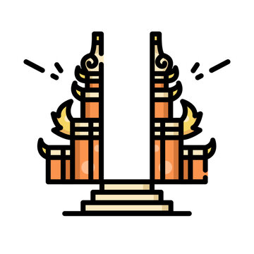 Traditional Balinese Candi Bentar Icon Split Gate Indonesian Culture Vector Illustration