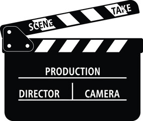 Obraz premium Black and white film production slate icon is ready for action.