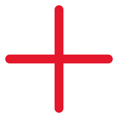 Obraz premium Thick red plus sign, a simple graphic symbol for addition or positive action isolated on Transperant background