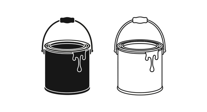 Black and white paint bucket illustration for design and creative projects Vector