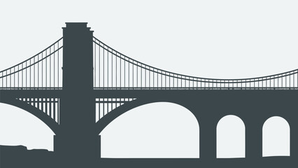 Fototapeta premium Suspension Bridge Silhouette with Arches.