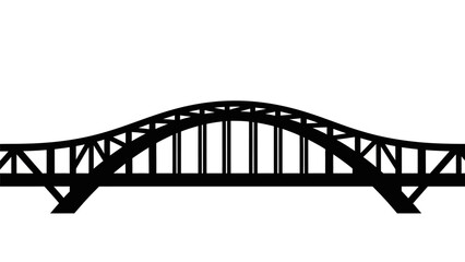 Obraz premium Steel Arch Bridge Silhouette Against White Sky.