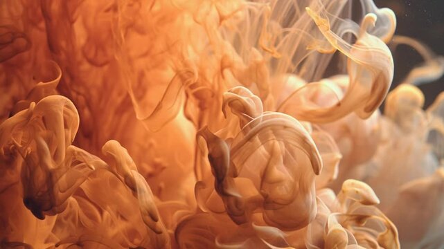 Vibrant orange smoke swirling dynamically in water