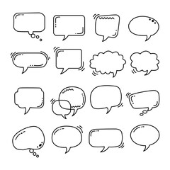 Obraz premium Speech Bubble Dialogue and Conversation Icon Set in Black and White Vector
