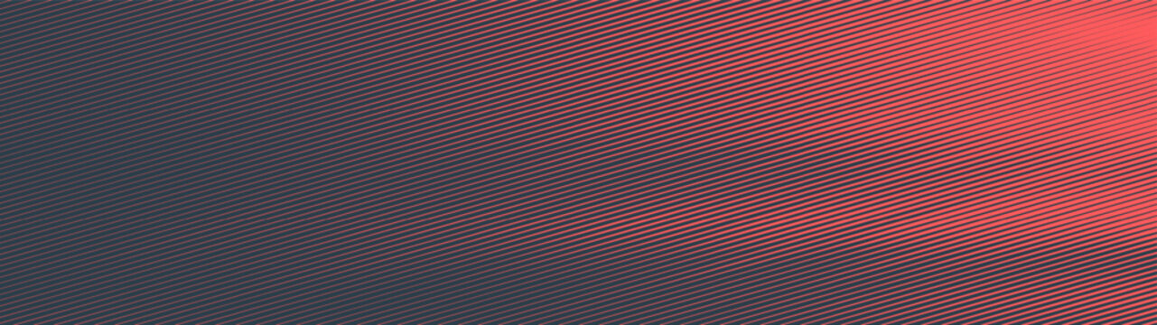 Diagonal lines halftone pattern dynamic structure ultra wide 32:9 aspect ratio red black vector conceptual abstract background. Striped half tone ultrawide format futuristic style mod abstraction