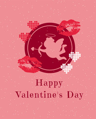 Illustration for Valentine's Day on a light pink background.
