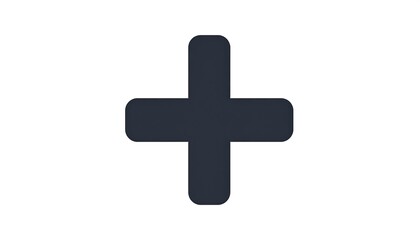 Obraz premium Thick dark gray plus symbol on a white background; rounded edges