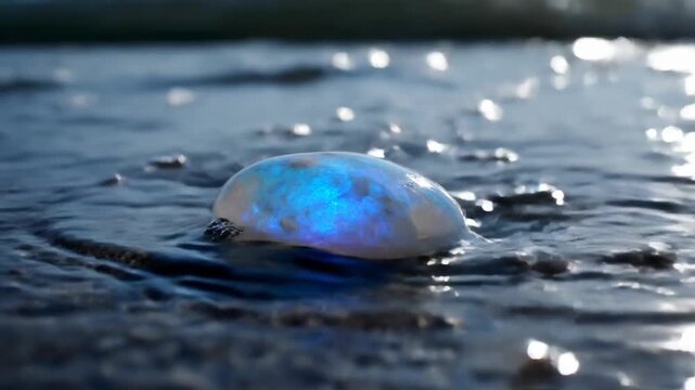 Moonstone with Adularescence Pulsing in Water