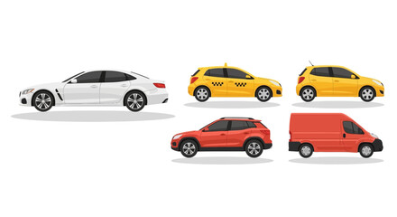 Collection of modern vehicles displayed in a clean white background