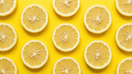 Fototapeta premium Bright Citrus Lemon Slices Flat Lay