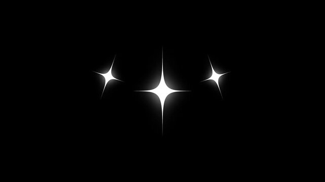 Elegant Twinkling Star Glitter Sparkle Dust 4K Loop, Flat Vector Doodle Stars Shining on Black Screen, Magical Particle Tail with Smooth Blinking Light Effects for Holiday Projects