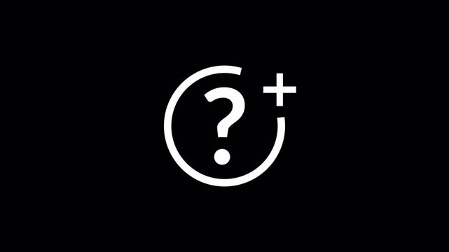 E"A sleek, dual-style Video animation featuring a question mark and a plus sign, masterfully crafted for modern  in transparent background in 4K animation with alpha channel 