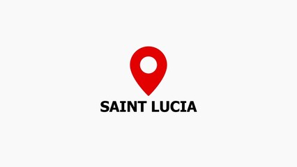 Red map pin with Saint Lucia text red Saint Lucia location marker geographic indicator © SMSR