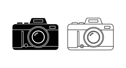 Minimalist camera icon set, black and white camera symbols, simple camera design Vector