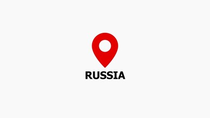 Red location pin with Russia text on white background map marker geographic location pointer © SMSR
