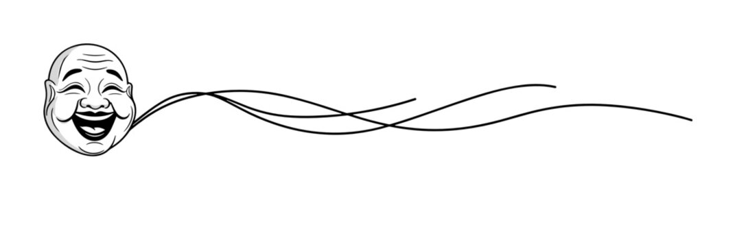 Smile face mask illustration with flowing lines on white background
