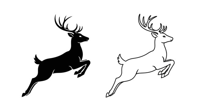 Two deer running silhouette vector illustration design Vector