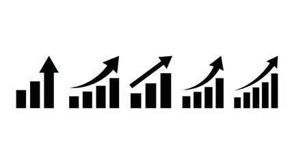 Abstract business growth concept with rising bar charts and arrows illustrating data analytics, performance metrics, and upward trends.