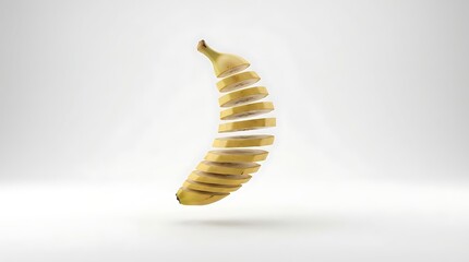 Naklejka premium Floating banana slices isolated on white background for healthy food concept.