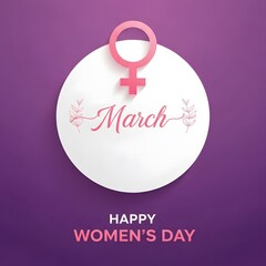 Happy women's day celebration with feminist symbol and march text