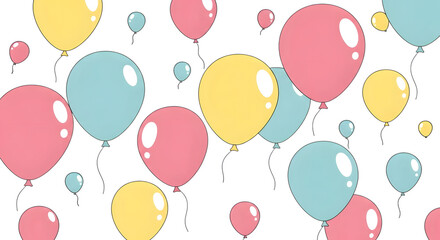 Obraz premium Pastel balloons floating in the air isolated on transparent background for celebration