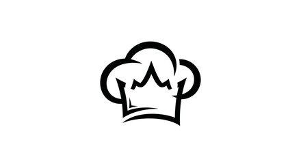 Obraz premium Chef Hat Icon Black and White Minimalist Logo Design