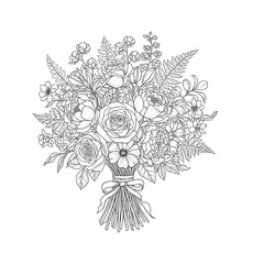 A beautiful bouquet of flowers with a ribbon Vector