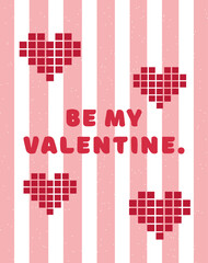 Illustration for Valentine's Day on a pink and white background.