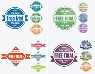 Obraz premium Colorful Free Trial Badge Collection Set