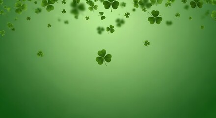 Floating green four leaf clovers on water with soft bokeh background for luck