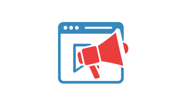 Red Megaphone Icon in Browser Window.