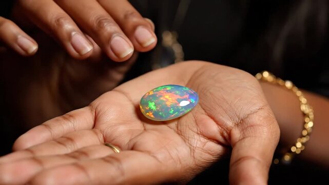 Opal Gemstone Shimmers on a Collector's Palm