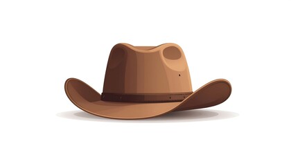 Brown cowboy hat with wide brim and dark band, isolated on white background, symbolizing western culture, cowboy lifestyle, and country fashion