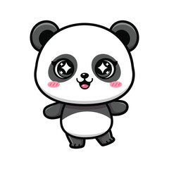 A cute cartoon panda bear with big eyes Vector