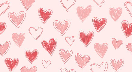 Abstract valentines day hearts illustration repeating pattern on pink background