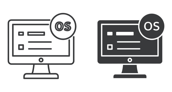 Computer monitor display showing operating system software interface icons in vector format