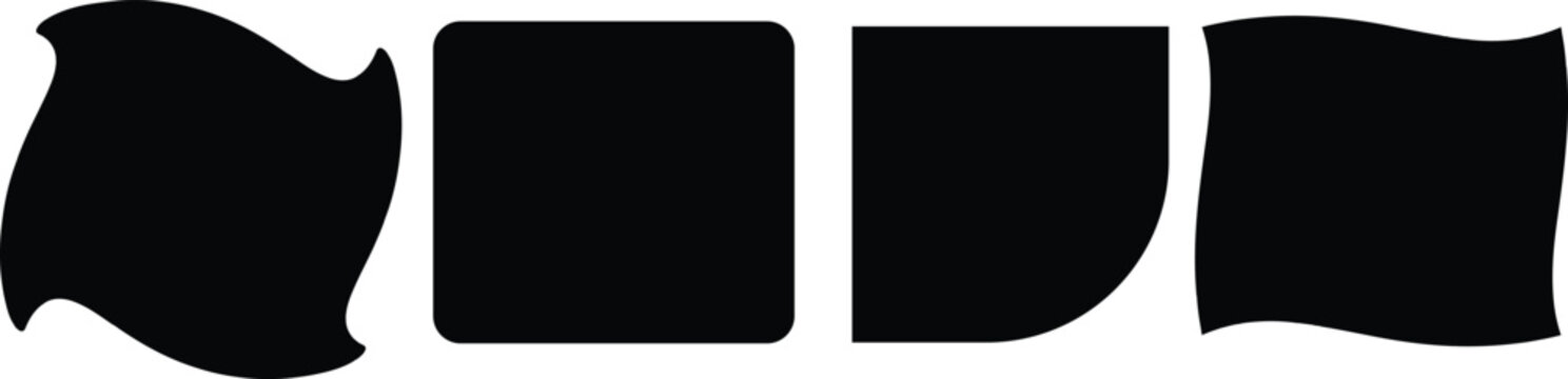 set of black rounded square vector eps