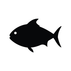 Obraz premium Simple Black Fish Silhouette Vector Illustration on White Background flat design
