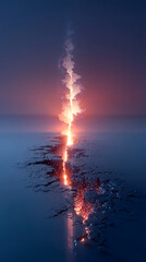 Obraz premium Vibrant vertical energy rupture with spectrum light effects expressing stress and inner chaos