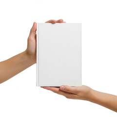 Obraz premium Two hands holding a blank piece of paper isolated on transparent background