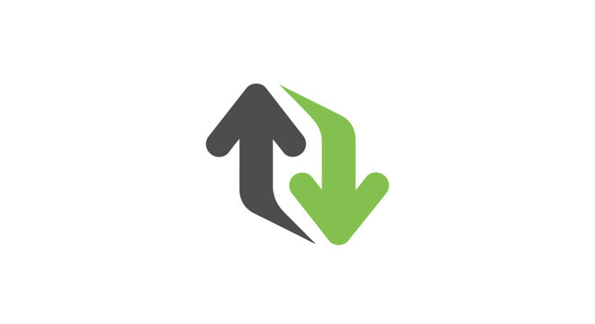 Black and green up down arrows.