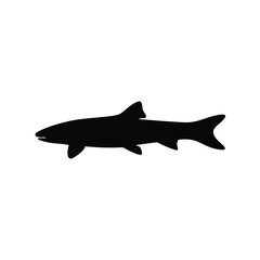 Obraz premium Black Silhouette of a Cobia Fish Side View vector illustration
