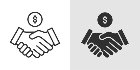 Obraz premium Business Deal Icon representing agreements, negotiations, partnerships, corporate transactions, and successful business arrangements.
