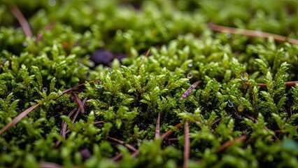 Vibrant Green Moss in Natural Setting
