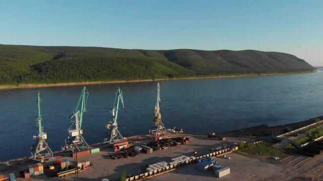 Lensk city. Aerial drone view